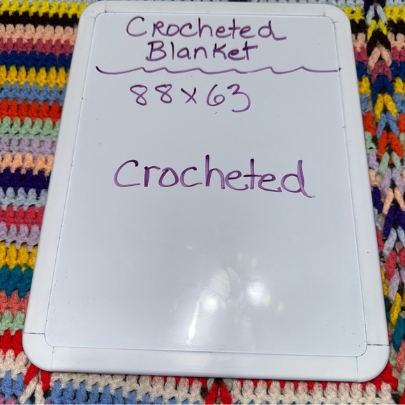 Handmade Crochet Afghan 63x88 Multicolor Striped Blanket Large Cozy Throw - Picture 4 of 4